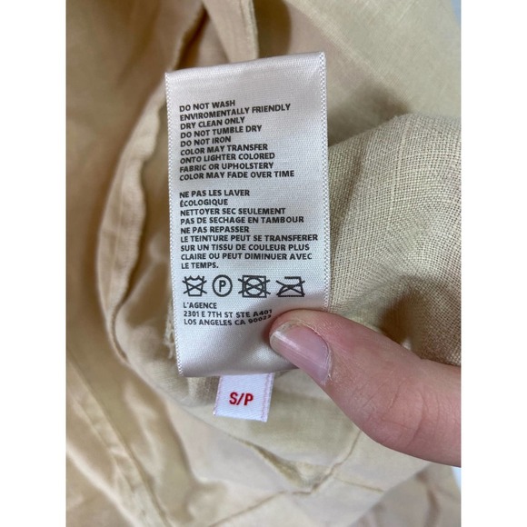 L'Agence Beige Dolly Cropped Double-Breasted Linen Blazer Size S - Picture 4 of 4